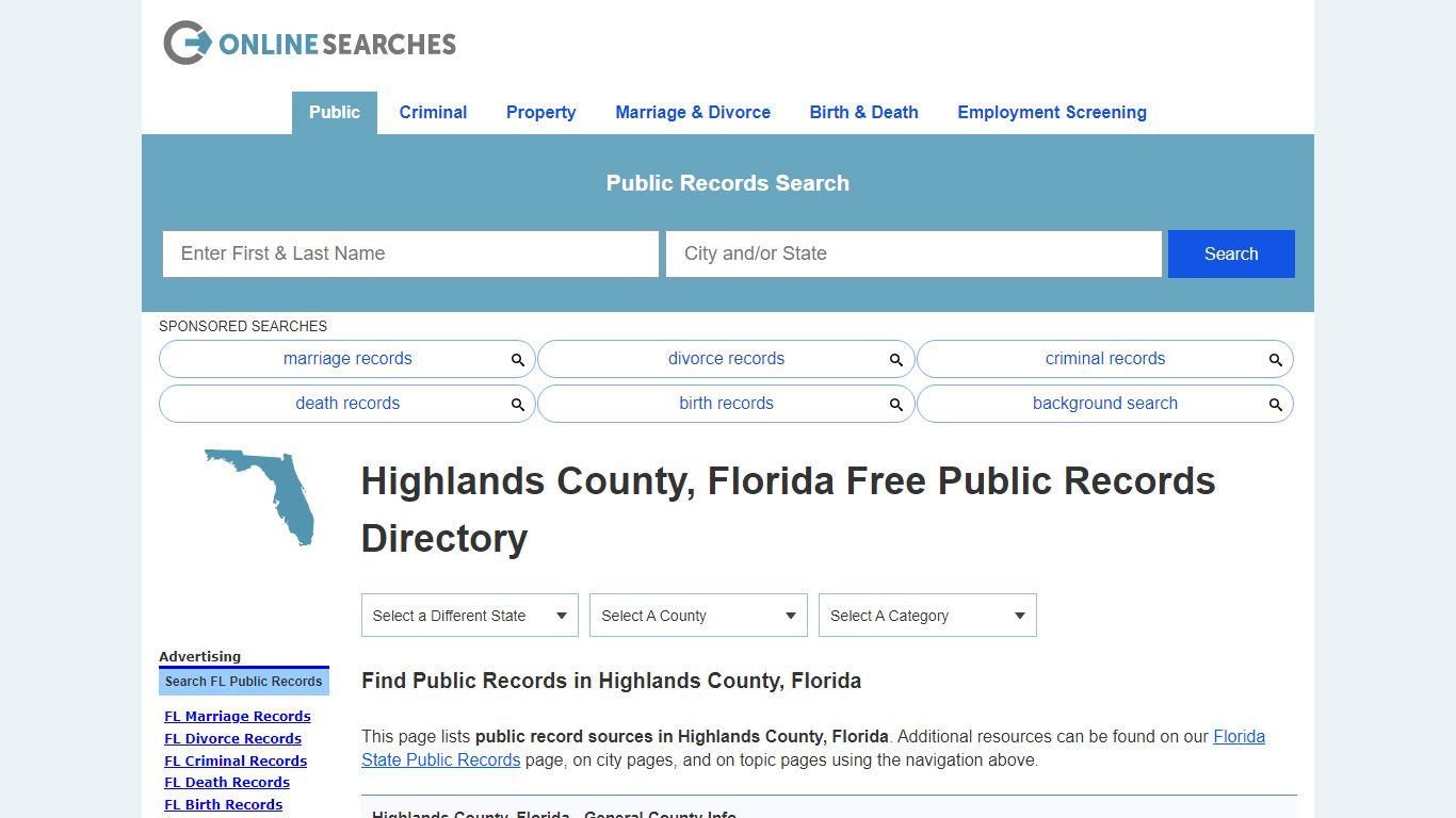 Highlands County, Florida Public Records Directory