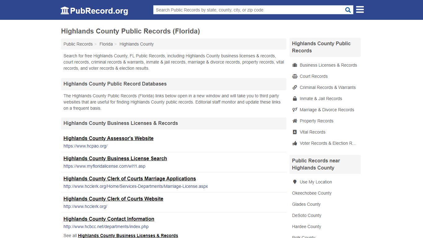 Free Highlands County Public Records (Florida Public Records)