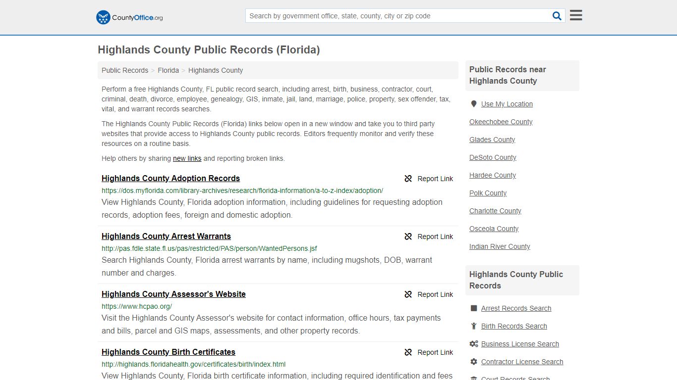 Highlands County Public Records (Florida) - County Office